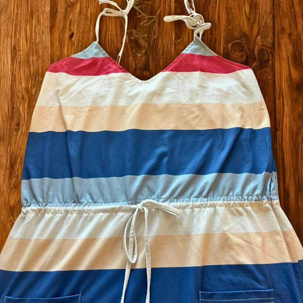 Women's striped sleevelss dress- size XL - Picture 3 of 4